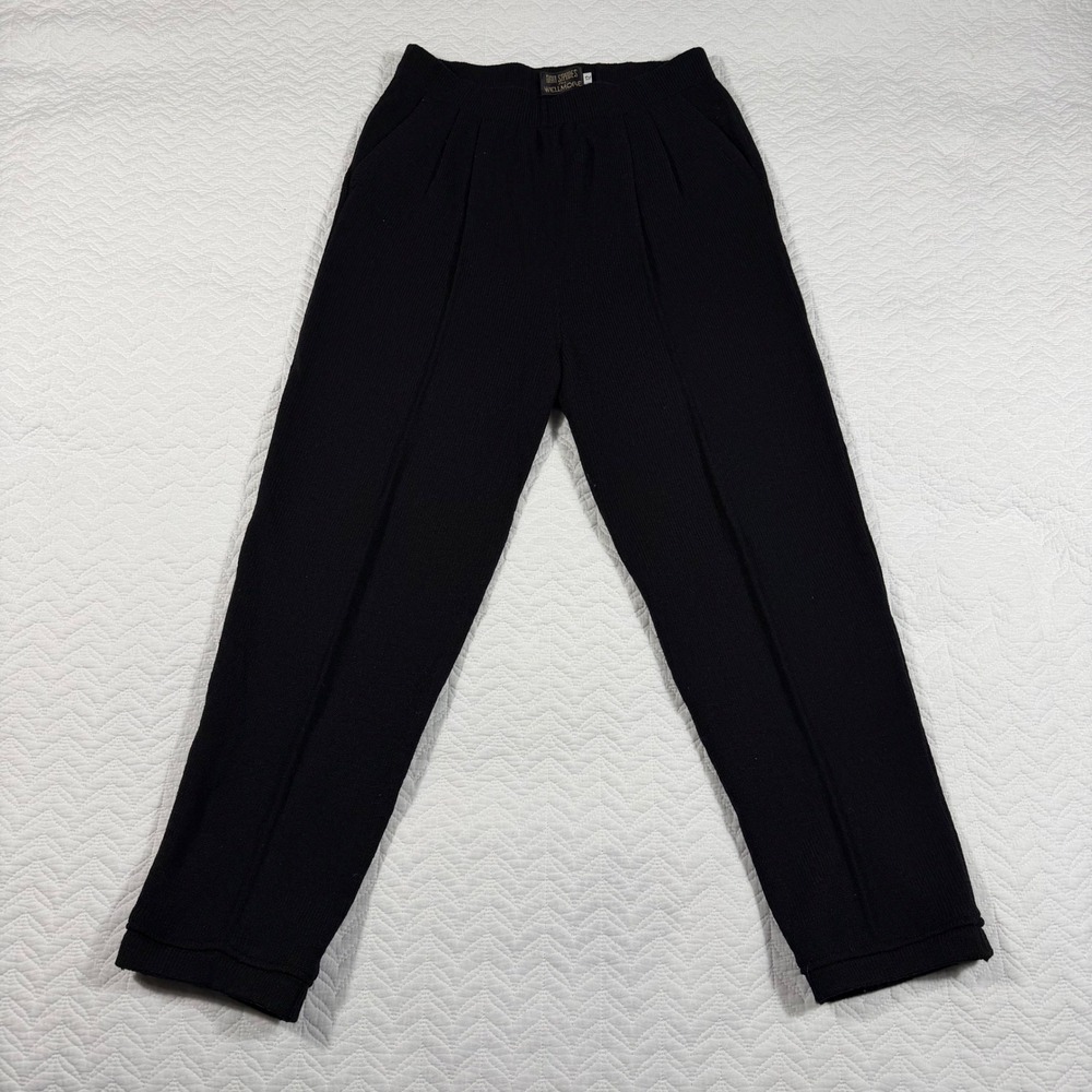 Vtg Don Sayers Black Knit Pleated Trousers Pants Wool Rayon Women Sz 12 USA Made
